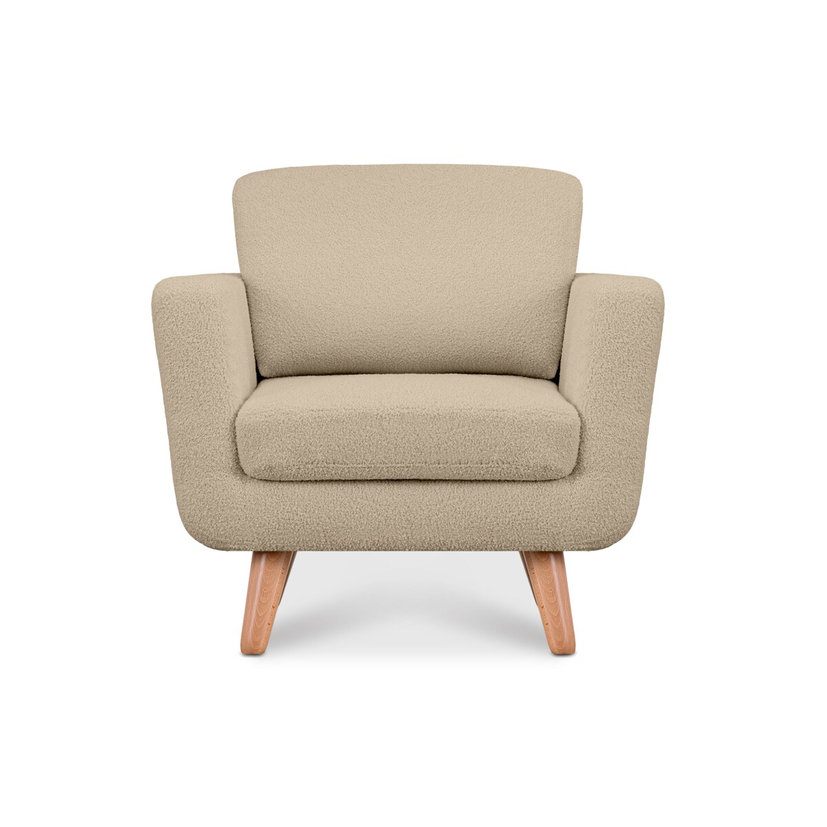 KONSIMO TAGIO Fotel pluszowy skandynawski w kolorze beżowym