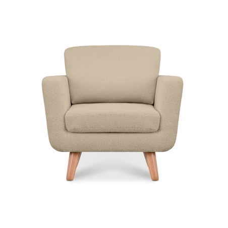 KONSIMO TAGIO Fotel pluszowy skandynawski w kolorze beżowym