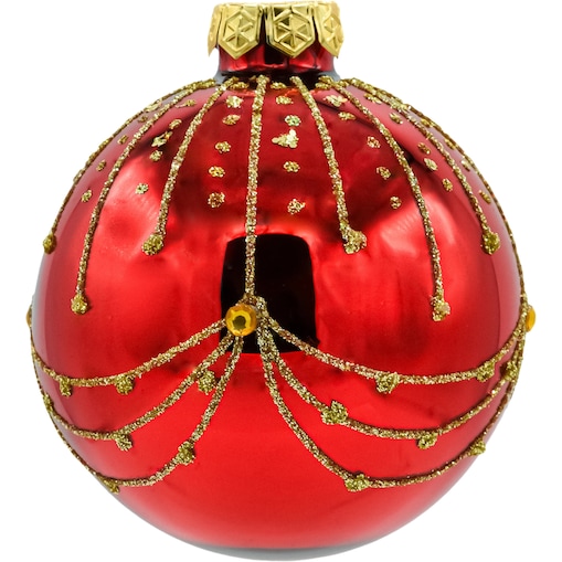 Bombka choinkowa: Czerwony zestaw bombek ze złotym ornamentem