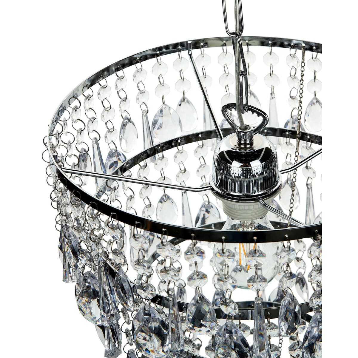 Żyrandol z akrylowymi kryształkami srebrny ENTWASH