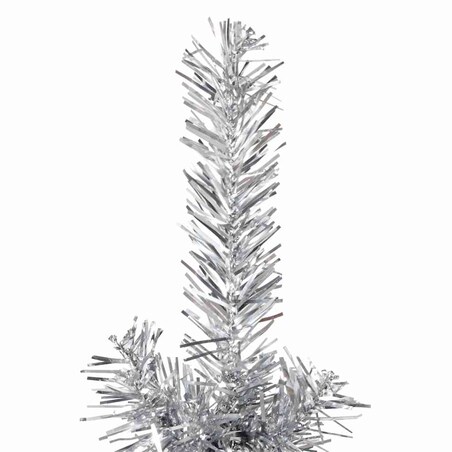 vidaXL Smukła choinka połówka ze stojakiem, sztuczna, srebrna, 120 cm