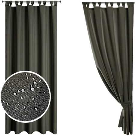 Zasłona Ogrodowa Tarasowa Wodoodporna 155 x 200 cm Grafitowa na Szelkach Rzep