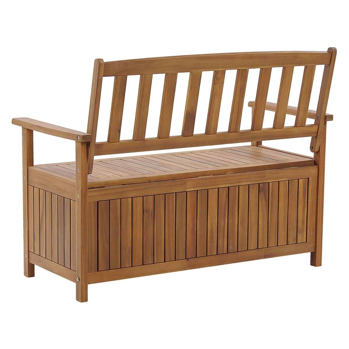 Ławka ogrodowa drewniana 120 cm czerwona poduszka SOVANA