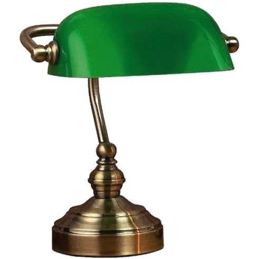 Dekoracyjna LAMPKA stołowa BANKERS 105930 Markslojd industrialna LAMPA stojąca metalowa na biurko bankierska patyna zielona