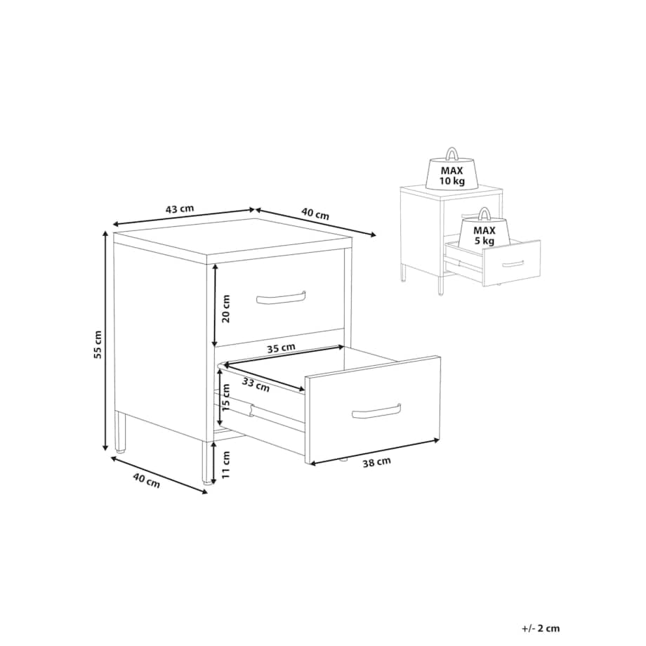 Szafka nocna metalowa różowa MALAVI