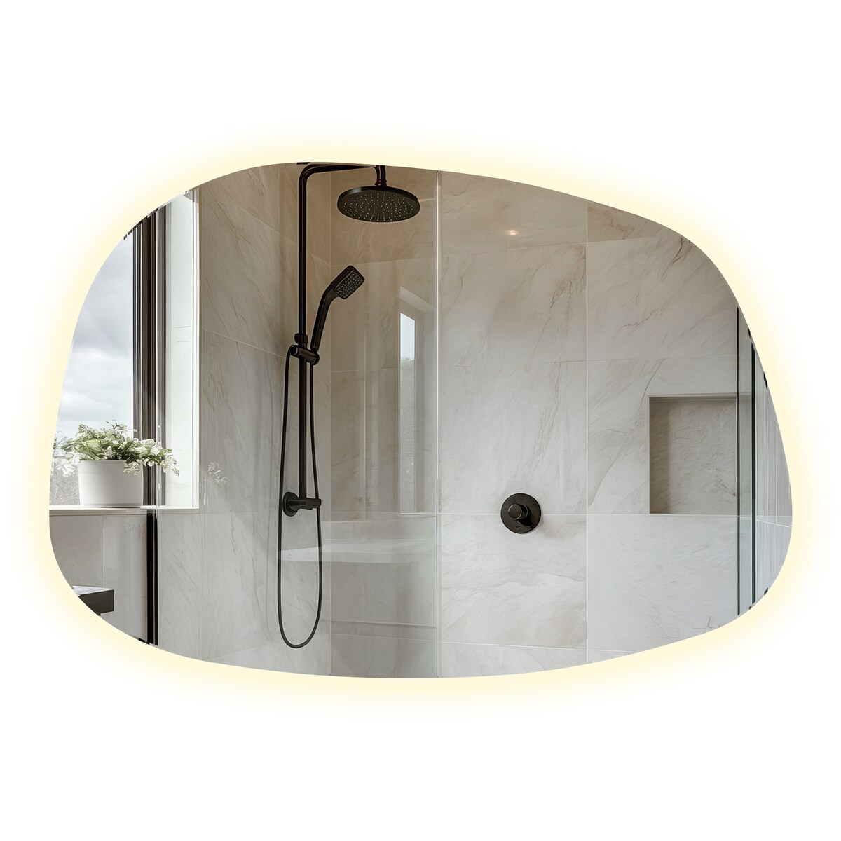 Lustro asymetryczne LED - 78,5x57 cm - neutralne światło