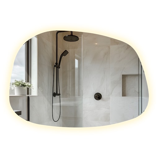 Lustro asymetryczne LED - 78,5x57 cm - neutralne światło