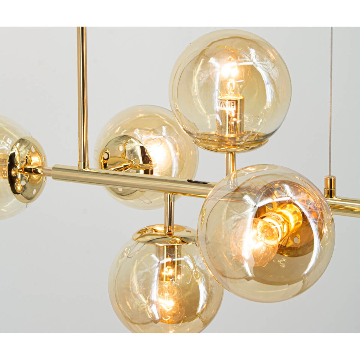 Wisząca lampa kulista Paco 3401/6 TR molekuły szklane złota