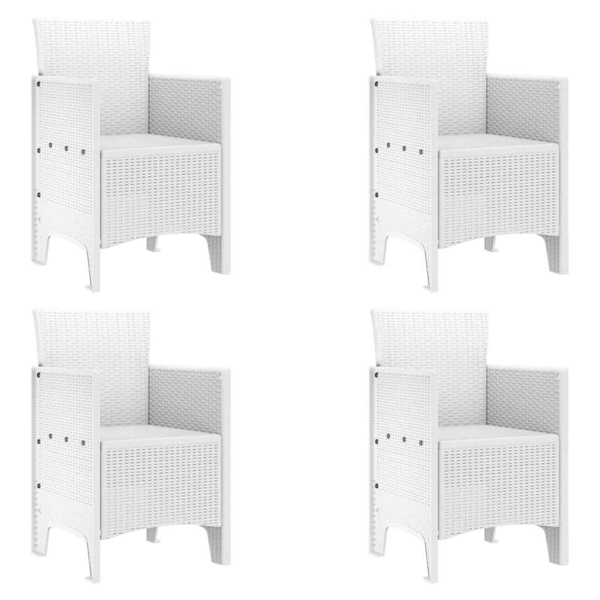 vidaXL Krzesło Ogrodowe 4 pcs Biały 53 x 49 x 85 cm PP