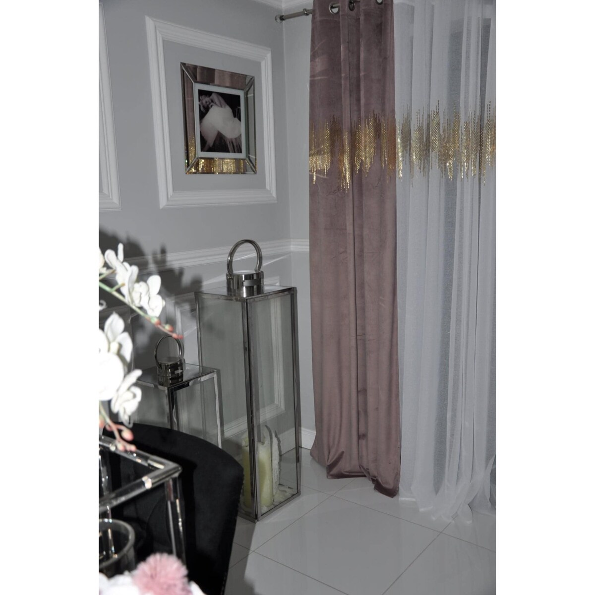 zasłona welurowa ecg gold 140x250 cm brudny różowy