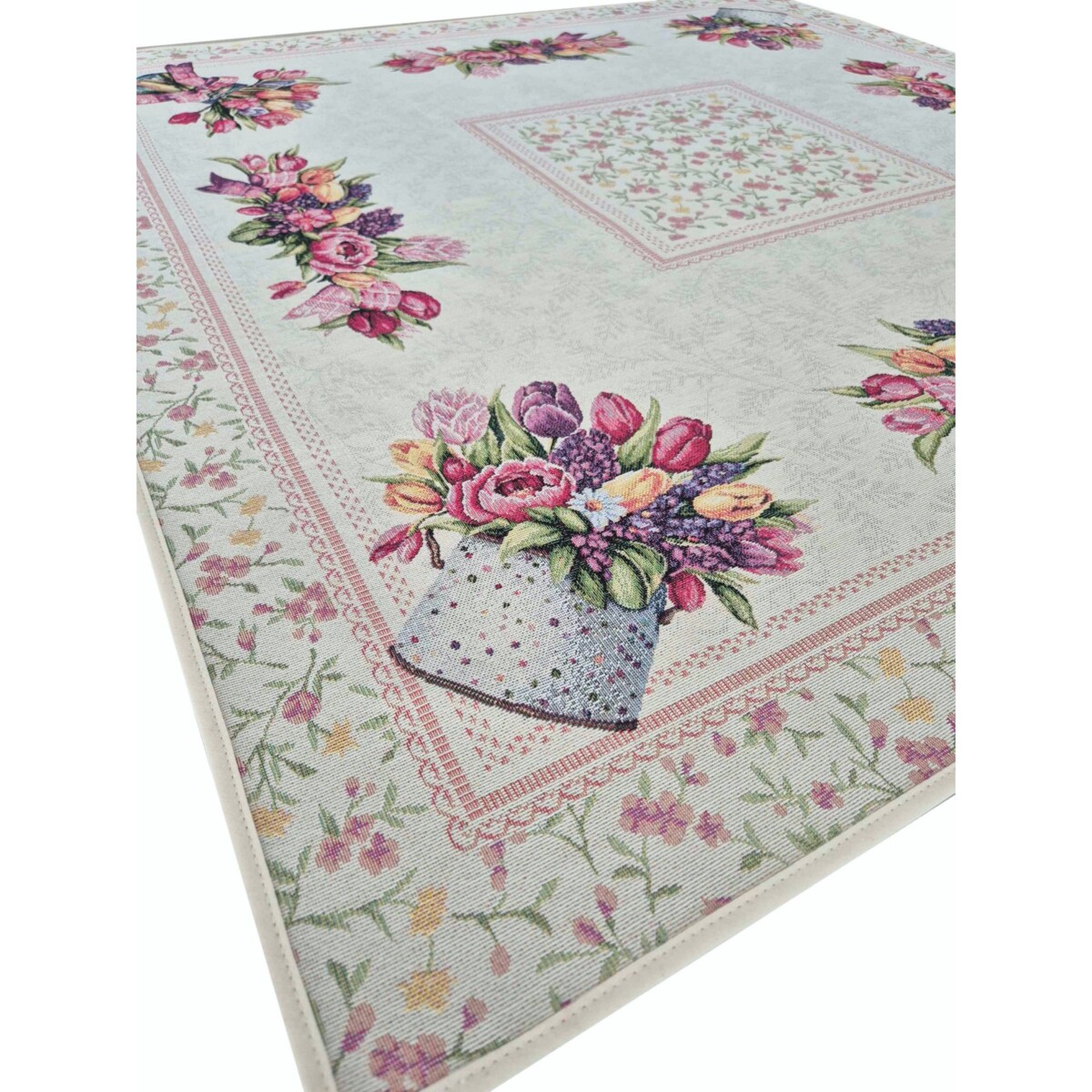 Obrus Na Stół Ozdobny Dekoracyny Kwiaty 100X100 Cm Tulipany