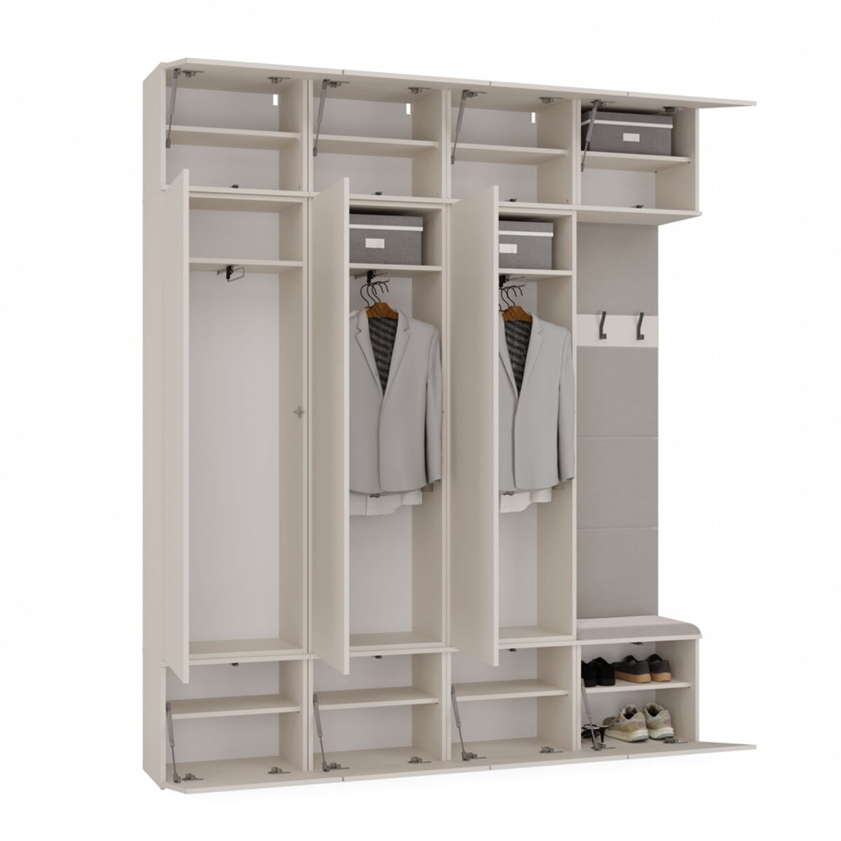 Garderoba HAGA IV 3Sz1W KASZMIR BEŻ 3x Szafa + Wieszak