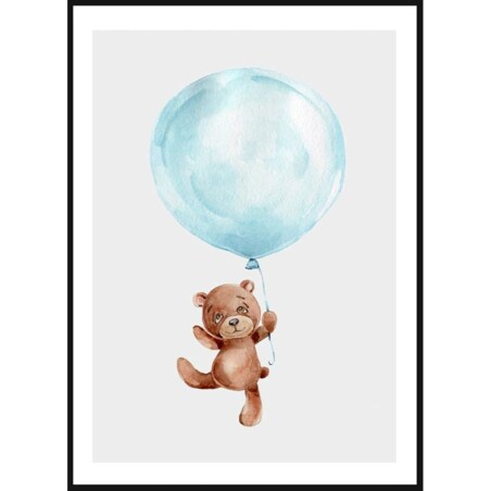 Poster Story, Plakat, Obraz - Miś z Niebieskim Balonem, wymiary 42 x 60 cm