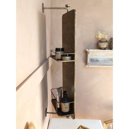 Lustro obrotowe z półkami stare złoto 80 cm