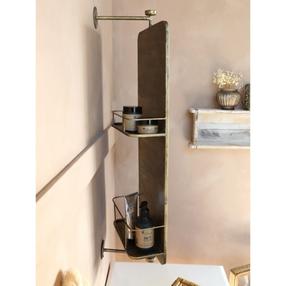 Lustro obrotowe z półkami stare złoto 80 cm