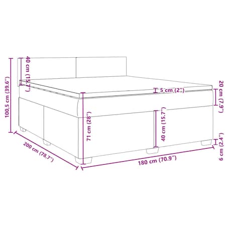 vidaXL Łóżko kontynentalne z materacem, czarne, tkanina 180x200 cm