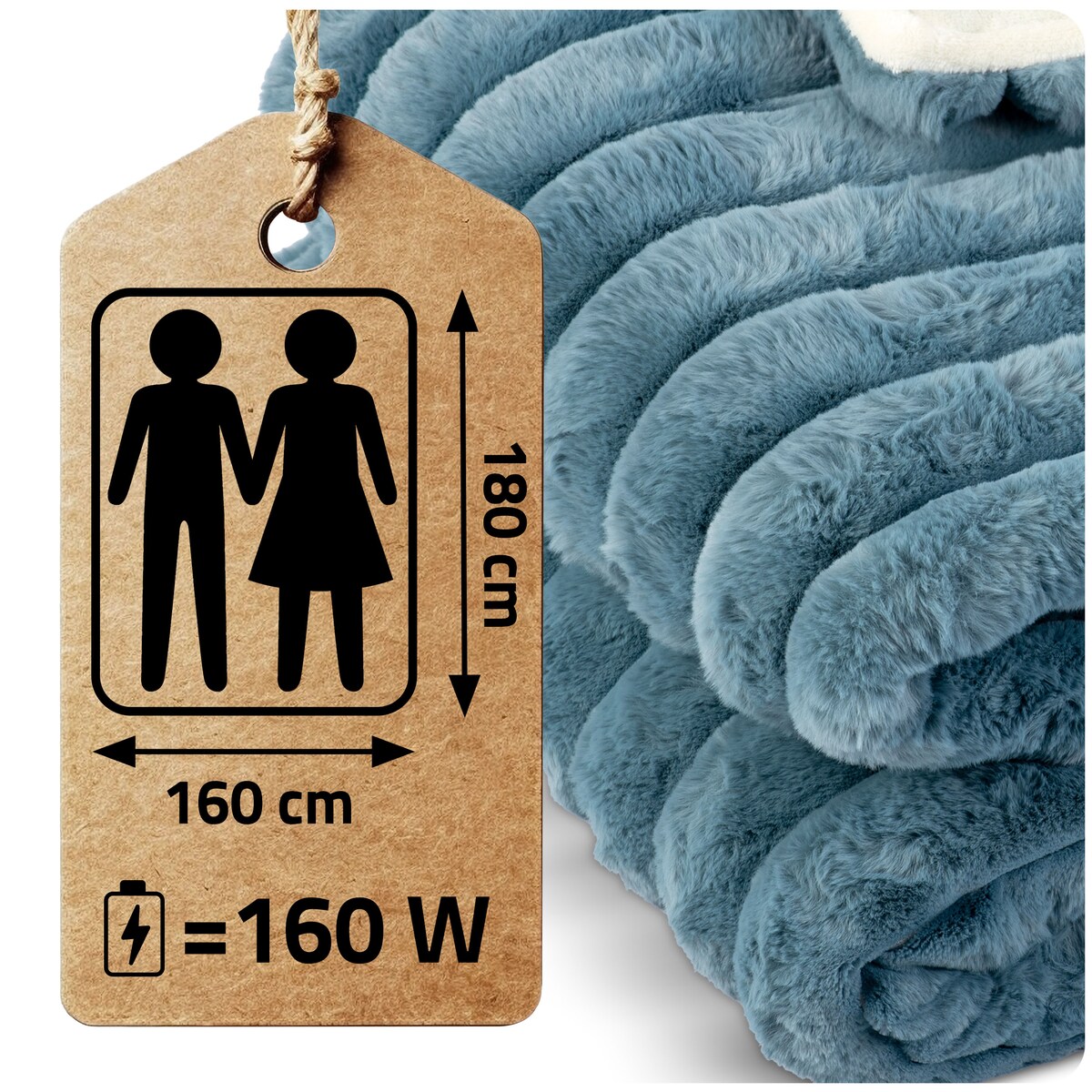 Duży koc elektryczny miękki 180x160cm 160w + timer Berdsen