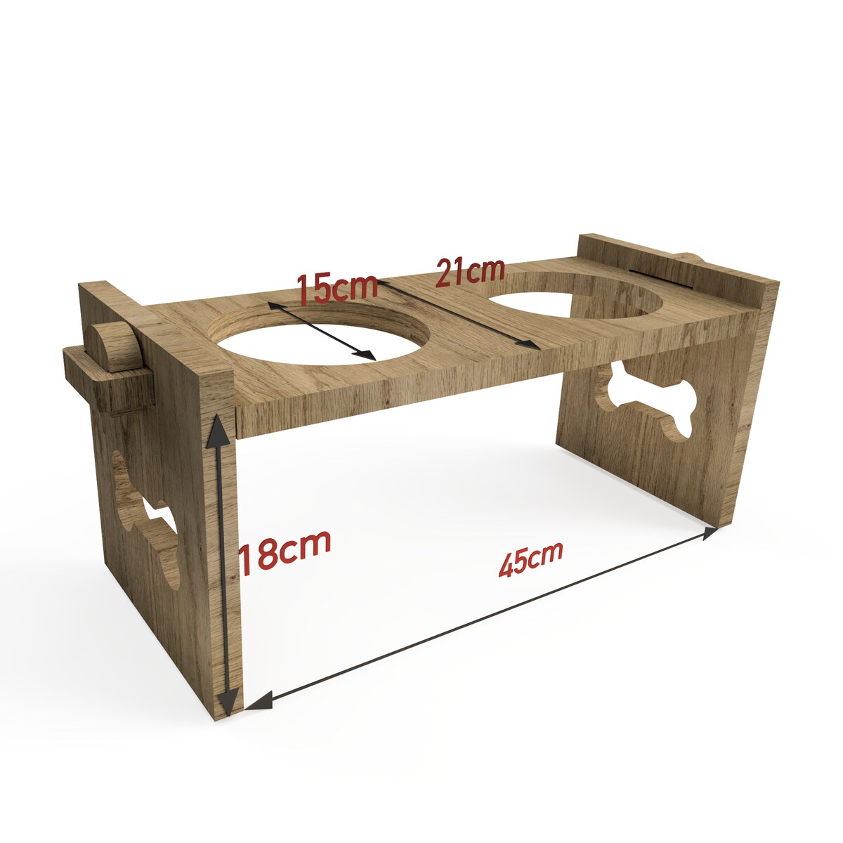Miska dla psa na stojaku drewnianym XL