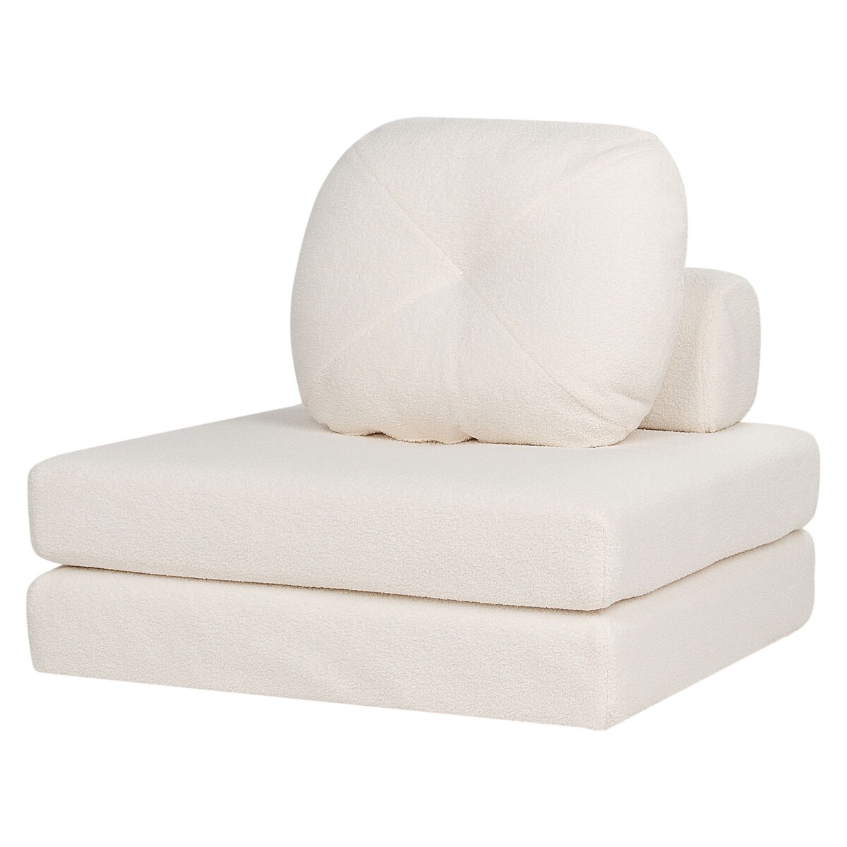 Sofa rozkładana jednoosobowa boucle biała OLDEN
