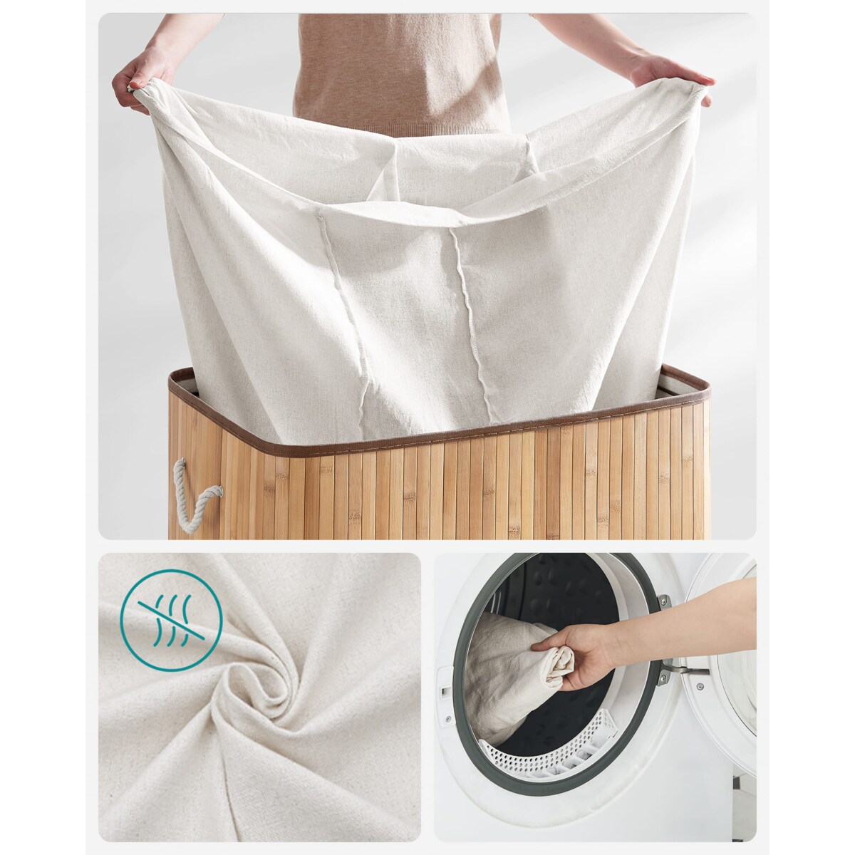 Kosz Na Pranie 60X40X61,5 Cm Naturalny