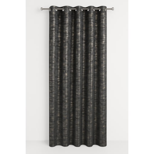 Zasłona ze złotymi przetarciami 140x250 cm na przelotkach | czarny ze złotem