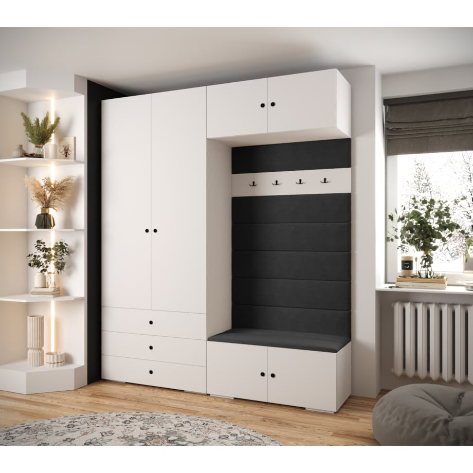 Garderoba do przedpokoju INOVA 2 Z12 biały+czarny+manila18