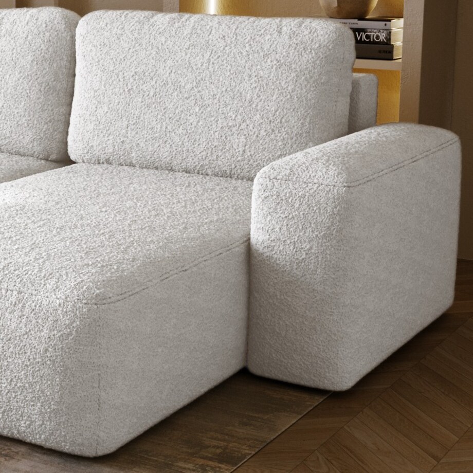 Narożnik Prawy ILO z funkcją spania i pojemnikiem na pościel, biały