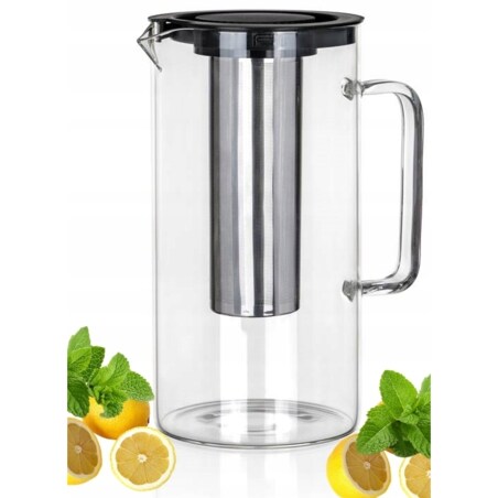 DZBANEK SZKLANY Z ZAPARZACZEM 2,5 L banquet sitko na herbatę zioła napoje