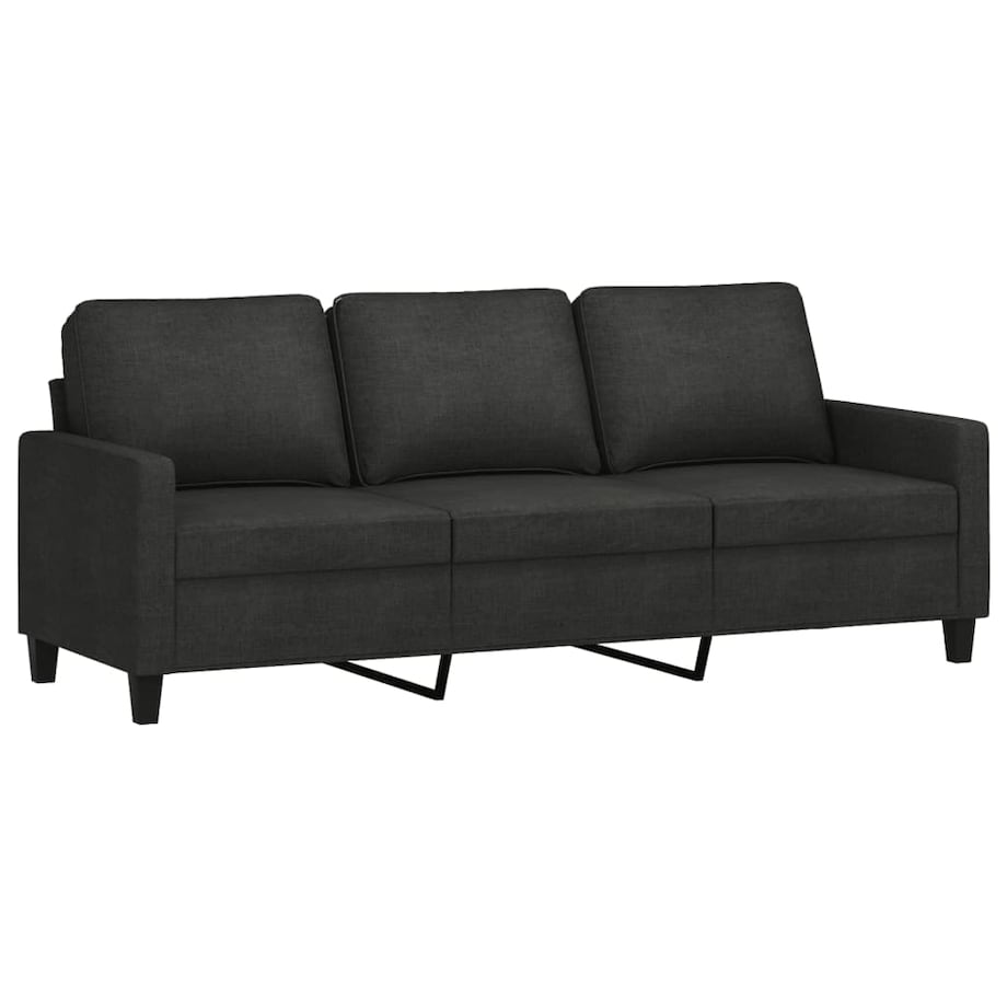 vidaXL Sofa 3-osobowa, czarna, 180 cm, tapicerowana tkaniną