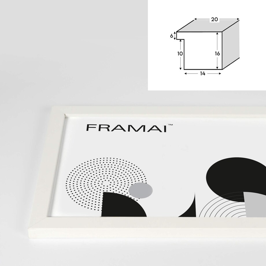 Ramka na zdjęcia 40x40 cm biała rama MDF z plexi do powieszenia pion poziom klasyczna kwadratowa ramka FRAMAI®