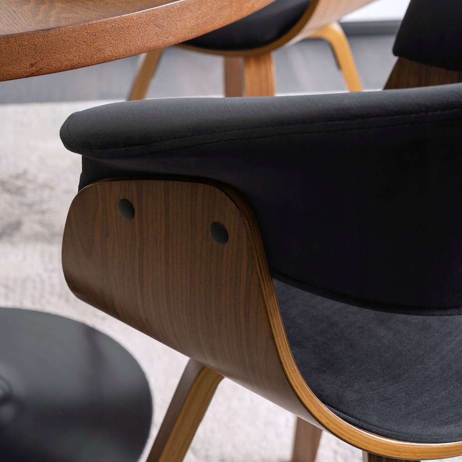 Krzesło Do Salonu Jadalni Kuchni Welurowe Drewno Gięte Loft Czarne OHIO 2