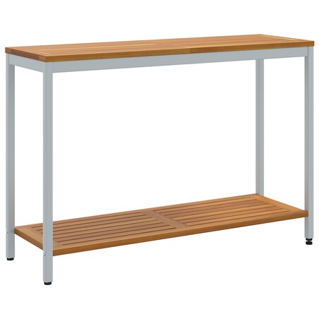 vidaXL Stół ogrodowy Naturalny i Szary 35x110x75 cm z litego drewna i stali