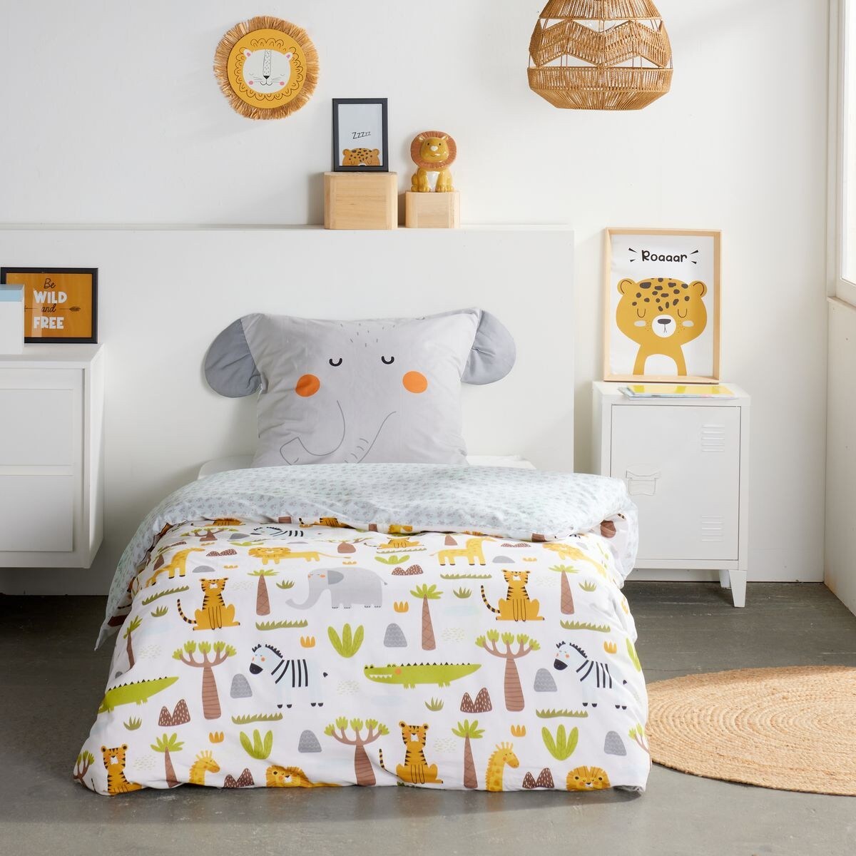 Komplet pościeli dziecięcej z uszkami 140x200 cm MATTINA słonik