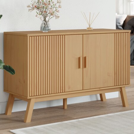 vidaXL Komoda OLDEN, brązowa, 114x43x73,5 cm, lite drewno sosnowe