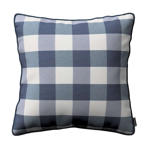 Poszewka Gabi na poduszkę 45x45 granatowo-biała krata (5,5x5,5cm)