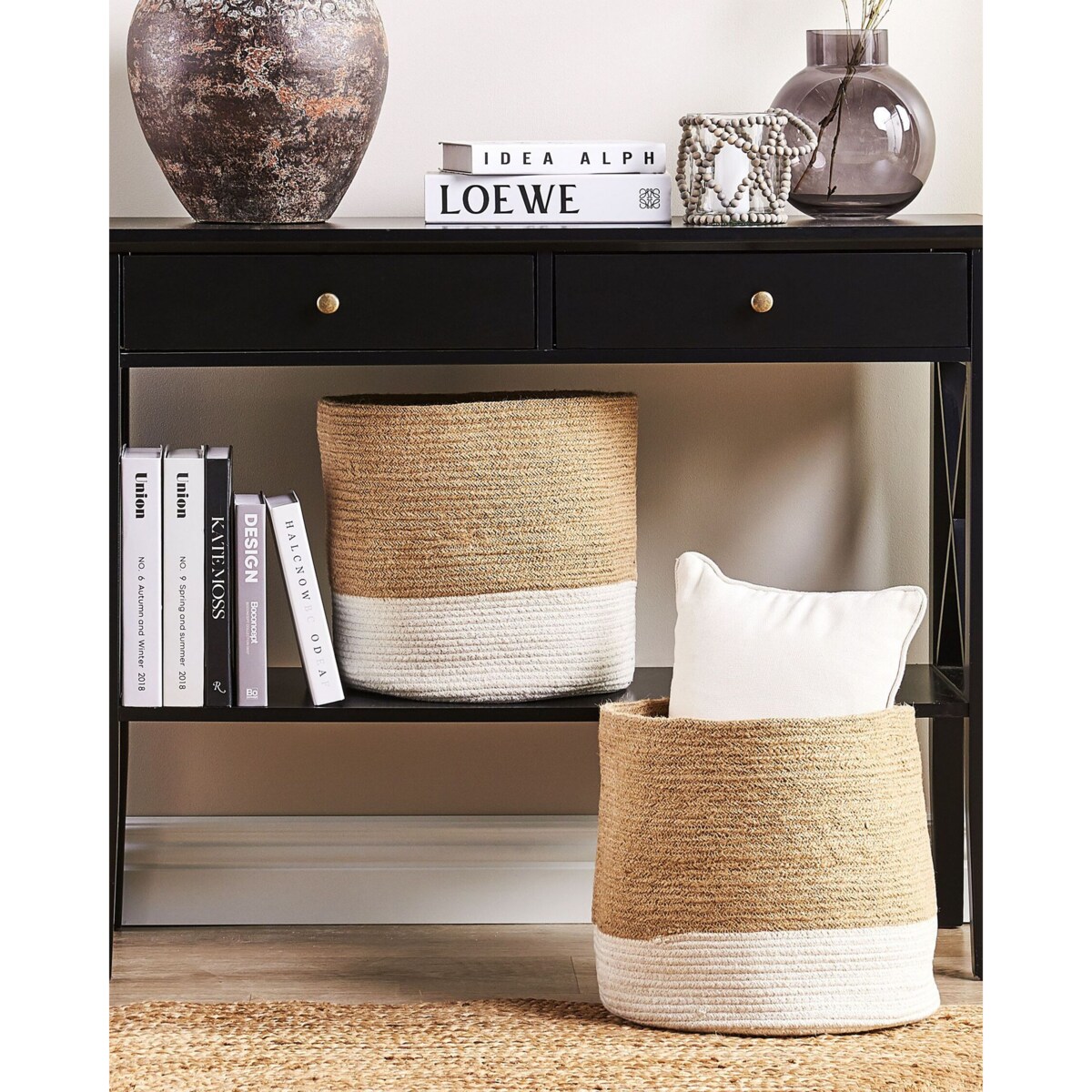 Zestaw 2 koszy jutowych beżowo-biały BULANIK