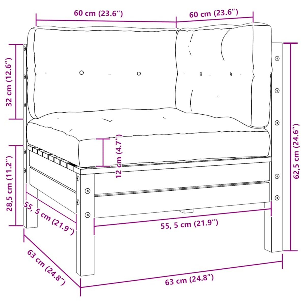vidaXL 3-cz. zestaw wypoczynkowy do ogrodu, szare poduszki, sosnowy