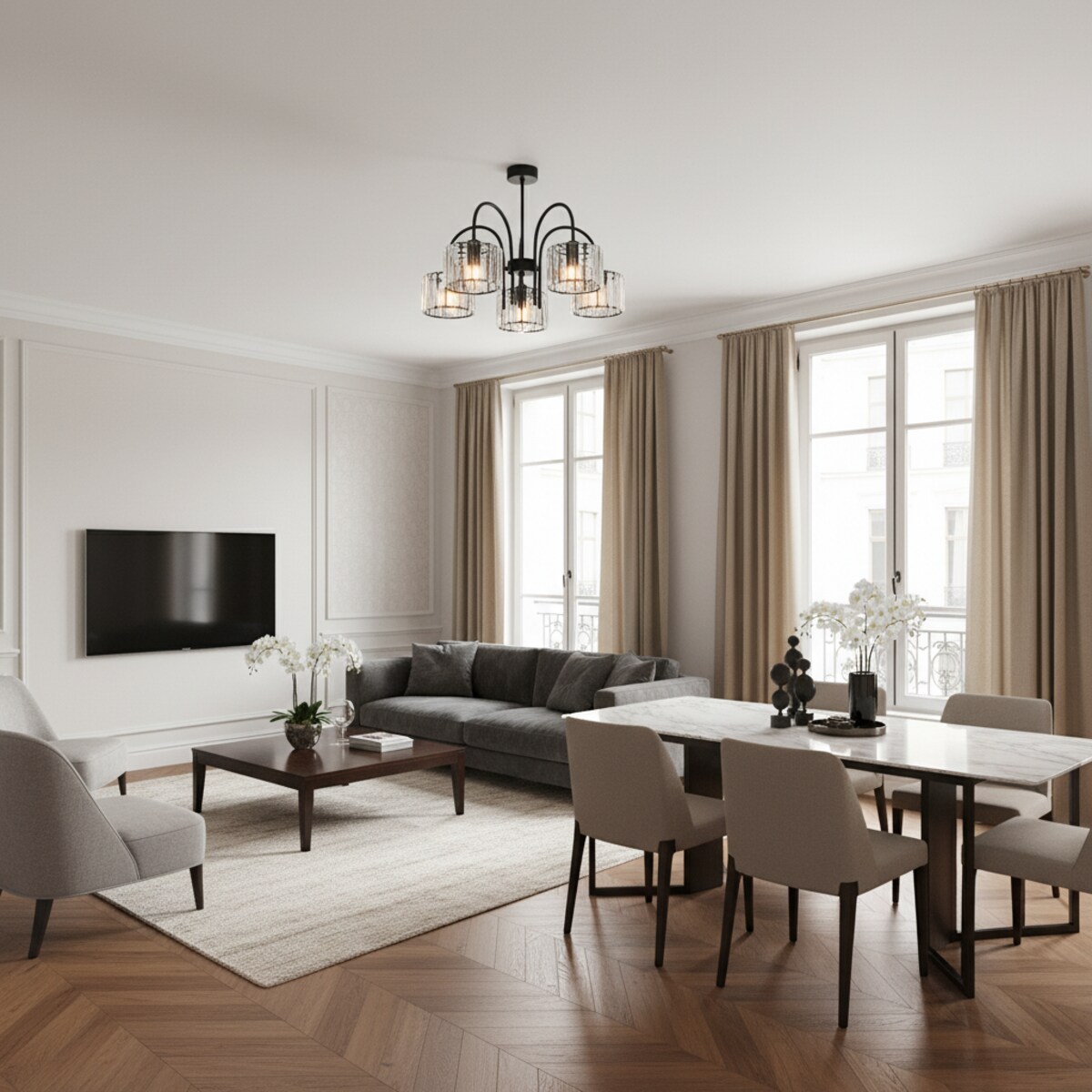 lampa sufitowa wisząca 5 punktowa edylit glamour