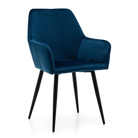 Krzesło tapicerowane welurowe do salonu jadalni IVO granatowe