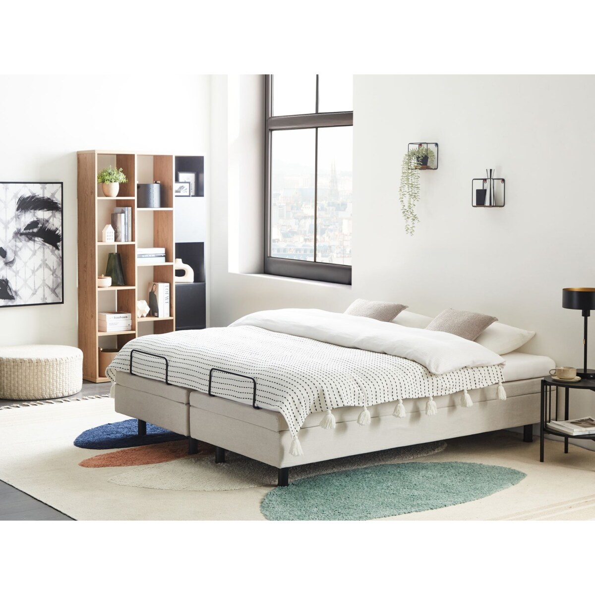 Łóżko regulowane bez zagłówka DUKE II 160 x 200 cm Jasnobeżowy