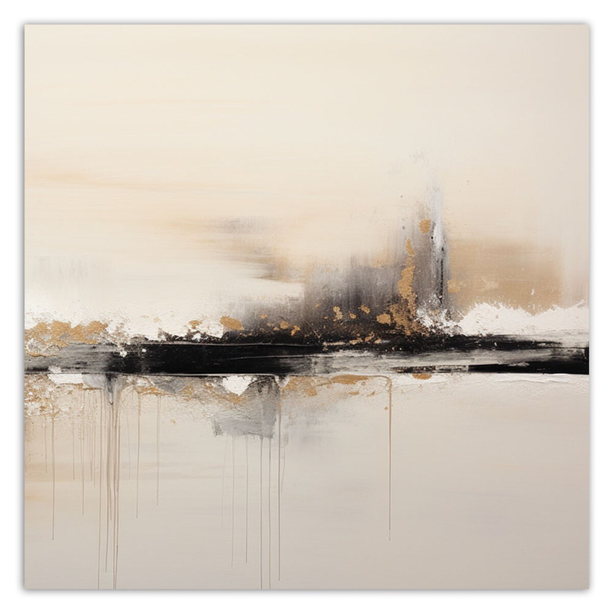 Obrazy do przedpokoju salonu Beżowa Abstrakcja z elementami złota 60x60