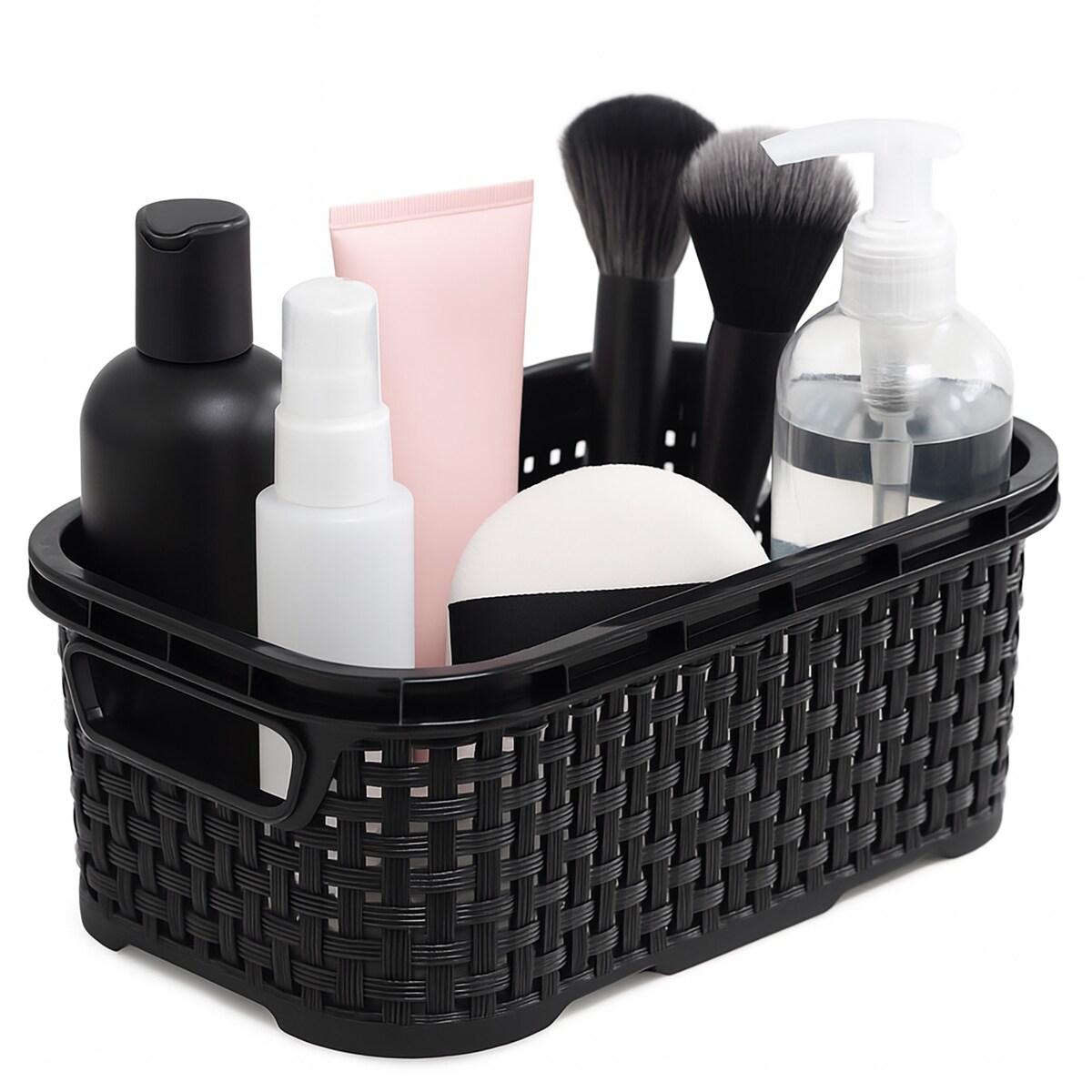 Koszyk Ratanowy Plastikowy 1 L Na Kosmetyki Do Łazienki Pudełko Pojemnik Rattanowy Antracyt