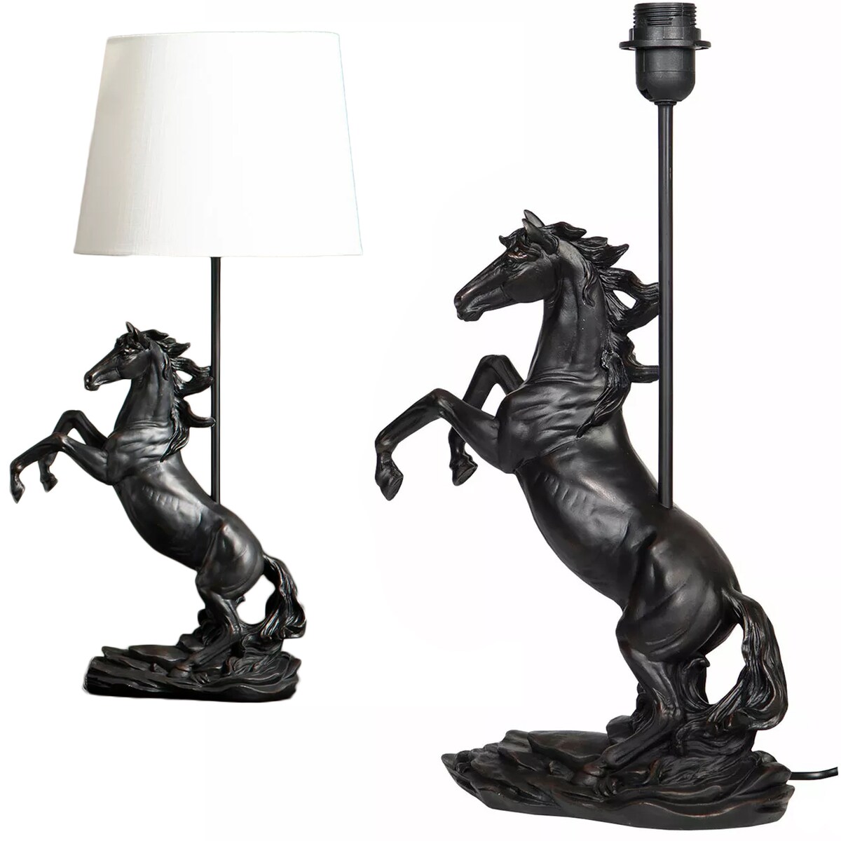 LAMPA STOŁOWA BIURKOWA NOCNA KOŃ E27 50cm Z KONIEM CZARNA OZDOBA DO DOMU