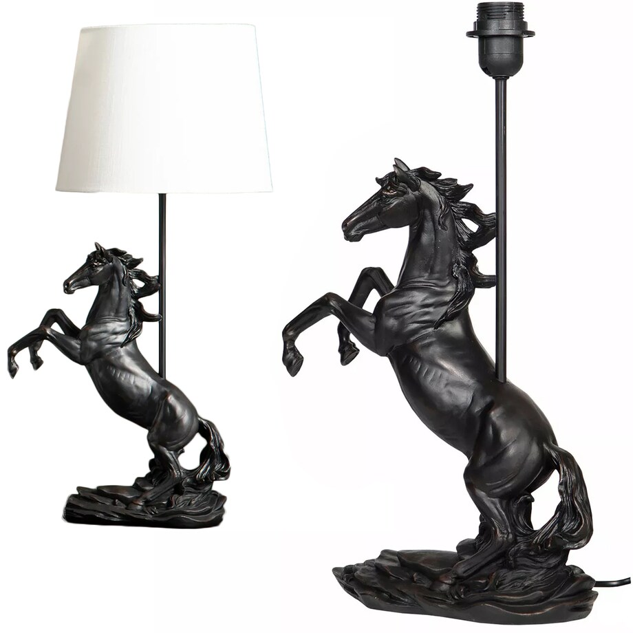 LAMPA STOŁOWA BIURKOWA NOCNA KOŃ E27 50cm Z KONIEM CZARNA OZDOBA DO DOMU