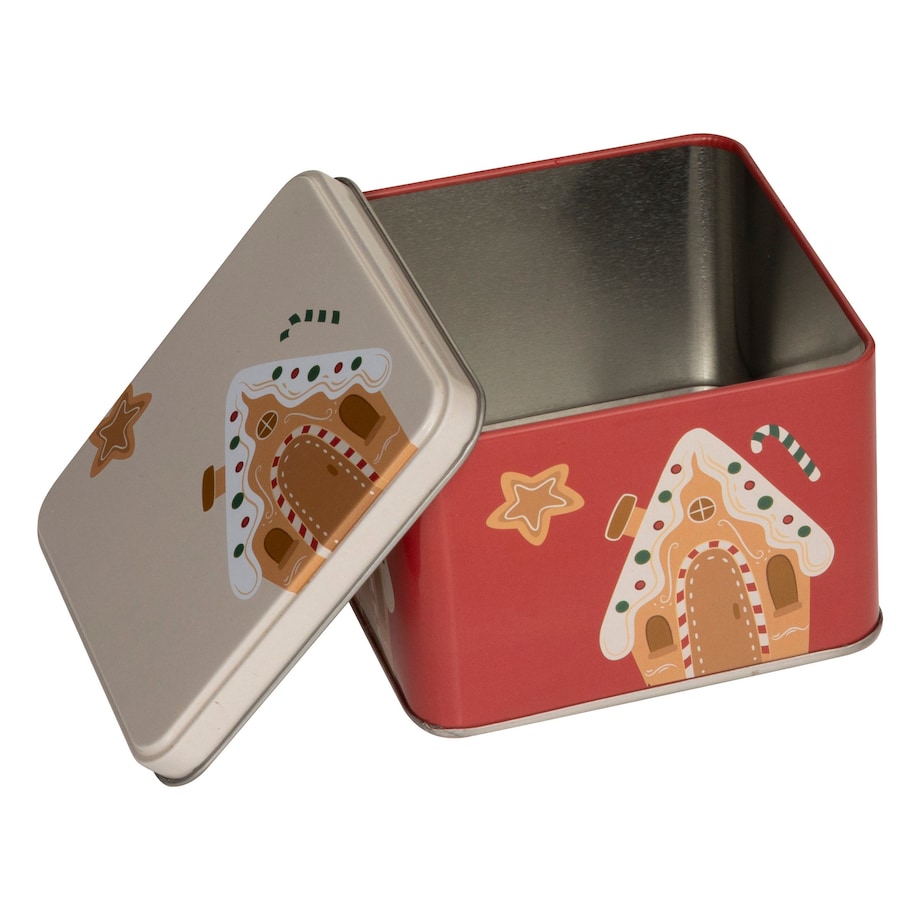 Puszka 3 szt. metalowa na ciastka świąteczne 18x18x8,5 cm POTERA czerwona