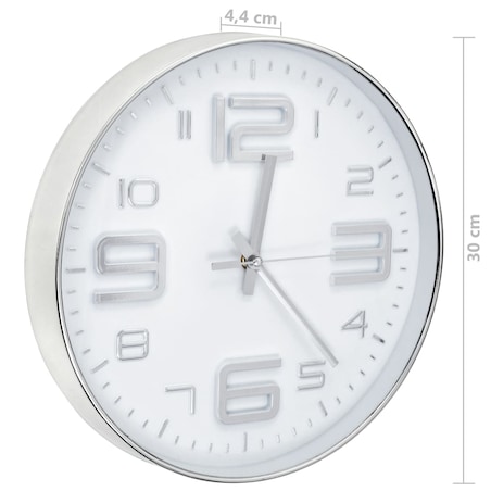 vidaXL Zegar ścienny, 30 cm, srebrny