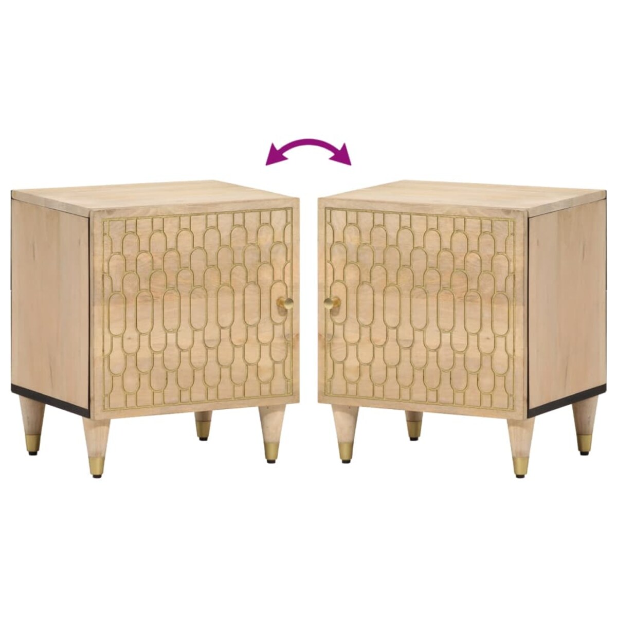 vidaXL Szafki nocne, 2 szt., 40x33x46 cm, lite drewno mango