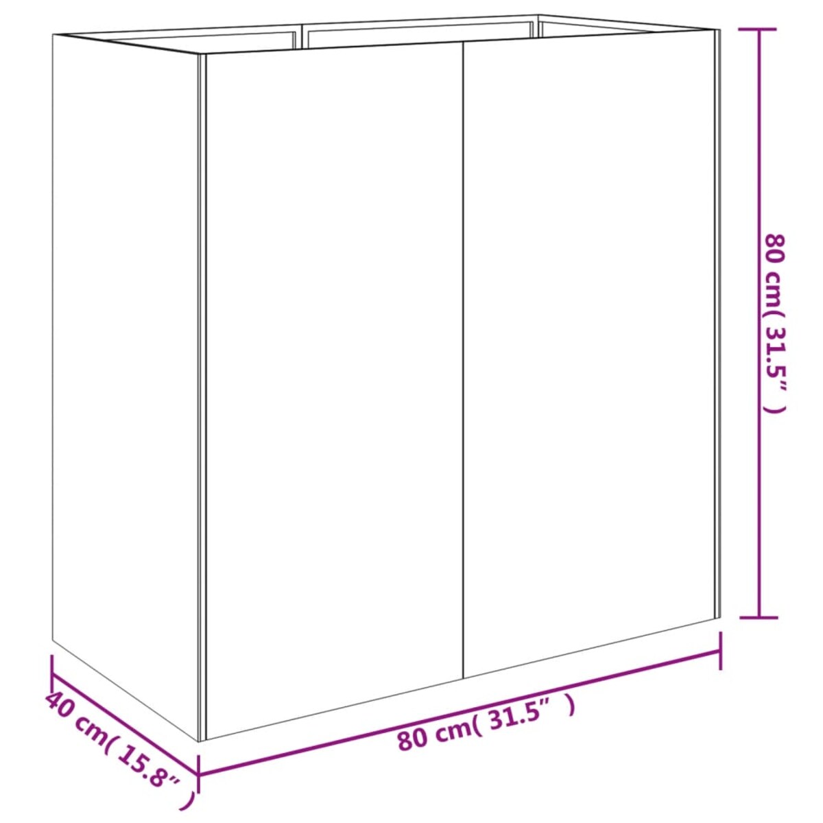 vidaXL Donica, 80x40x80 cm, stal kortenowska
