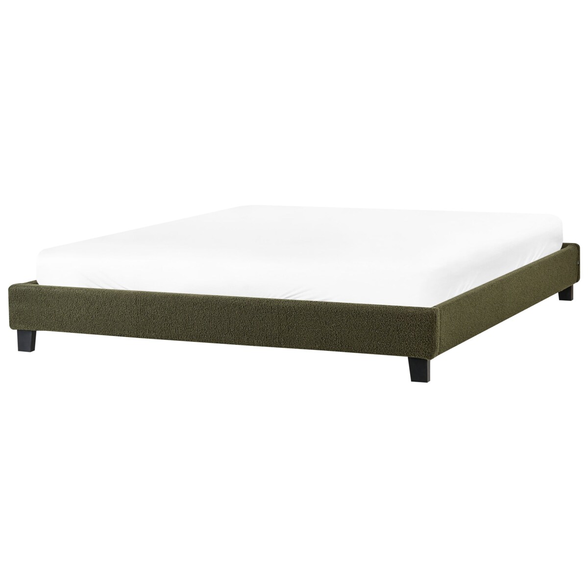 Łóżko bez zagłówka Boucle ROANNE 180 x 200 cm Ciemnozielony