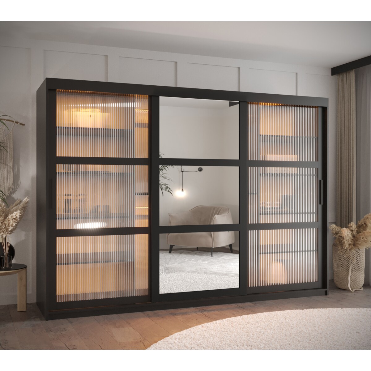 Szafa przesuwna Garderoba FLUTES 2 250 czarny